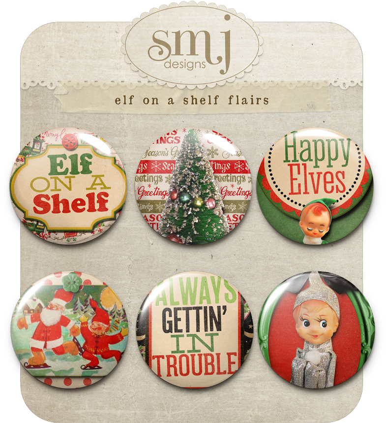 Elf On The Shelf Button Flairs PNG