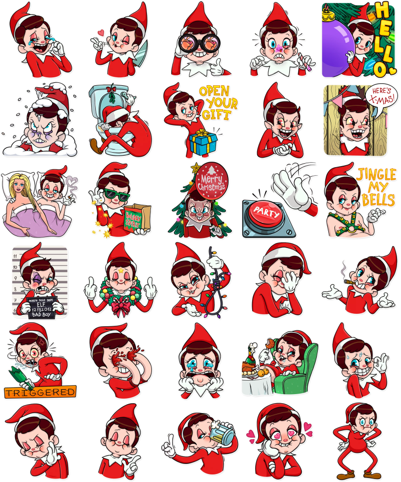 Elf_ On_ The_ Shelf_ Emotions_and_ Actions_ Stickers PNG