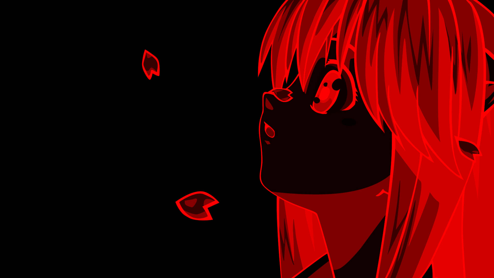 Elfen Lied Lucy On Red Filter Wallpaper