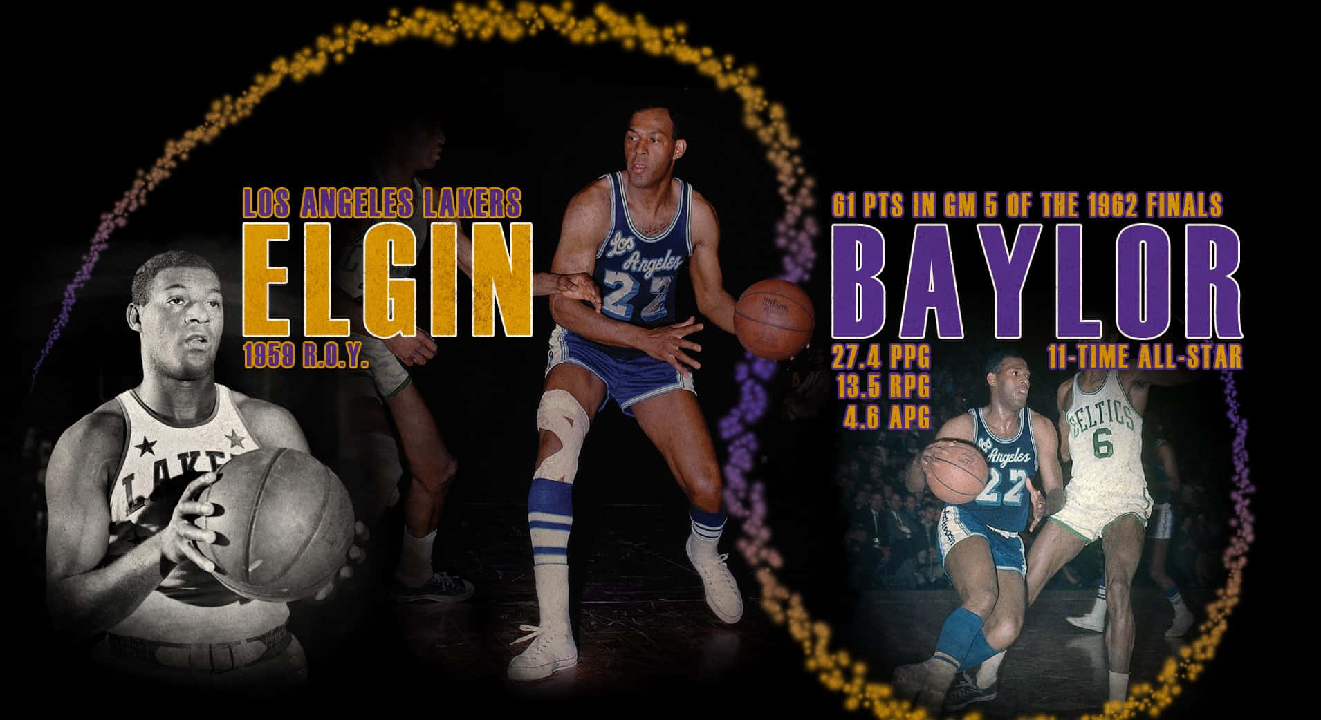Elginbaylor Jerry West Spelar (for A Wallpaper Featuring An Image Of Elgin Baylor And Jerry West Playing Basketball) Wallpaper