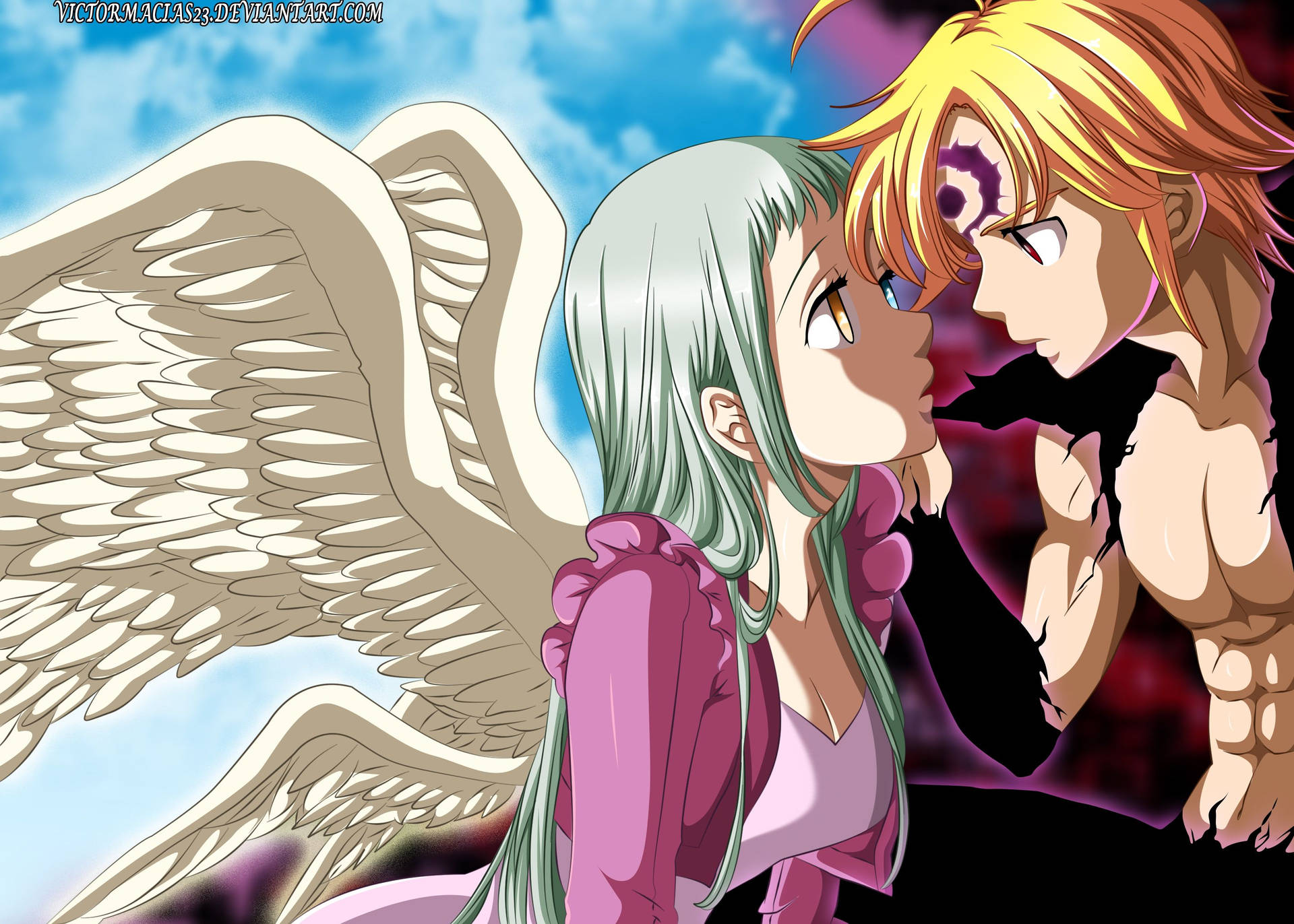 Meliodas and Elizabeth, the heroes of the Seven Deadly Sins Wallpaper