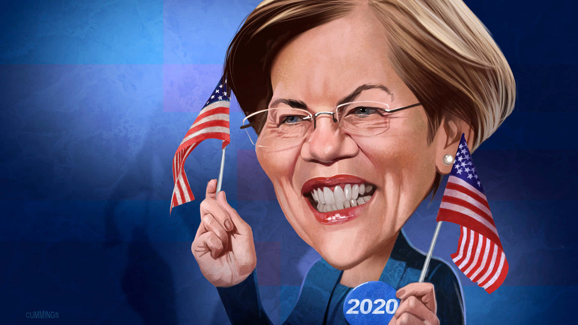 Elizabeth Warren Bobblehead Caricature Background
