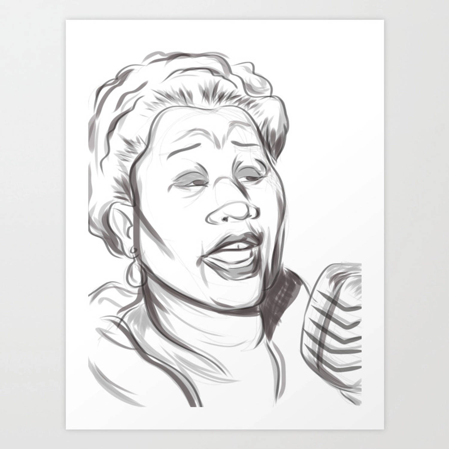 Ella Fitzgerald Line Art Singing Wallpaper