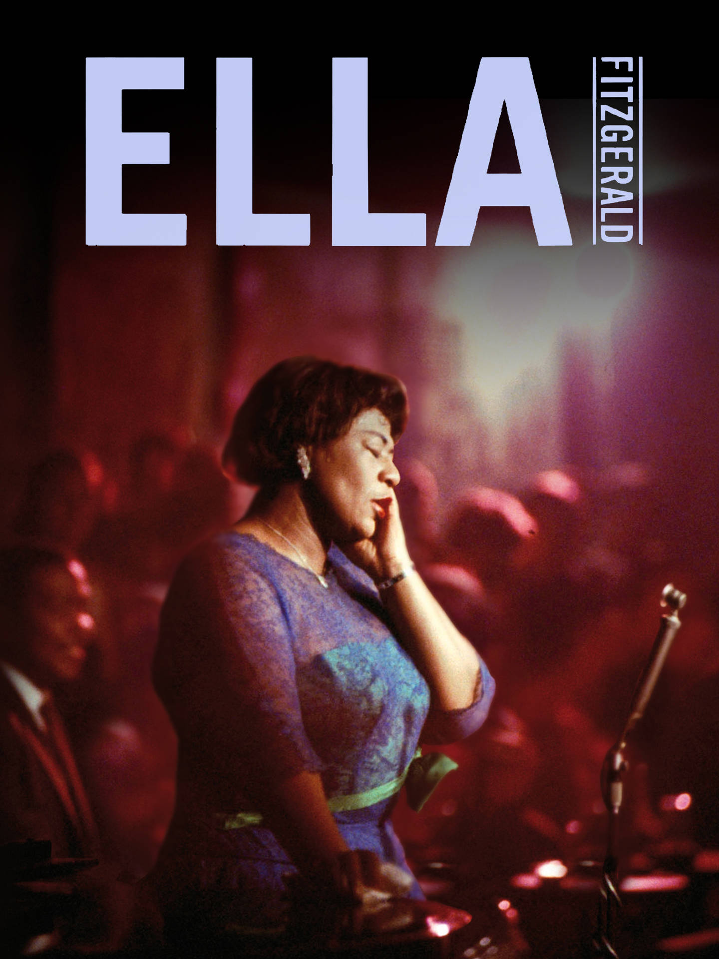 Ella Fitzgerald med navne farvede baggrund. Wallpaper