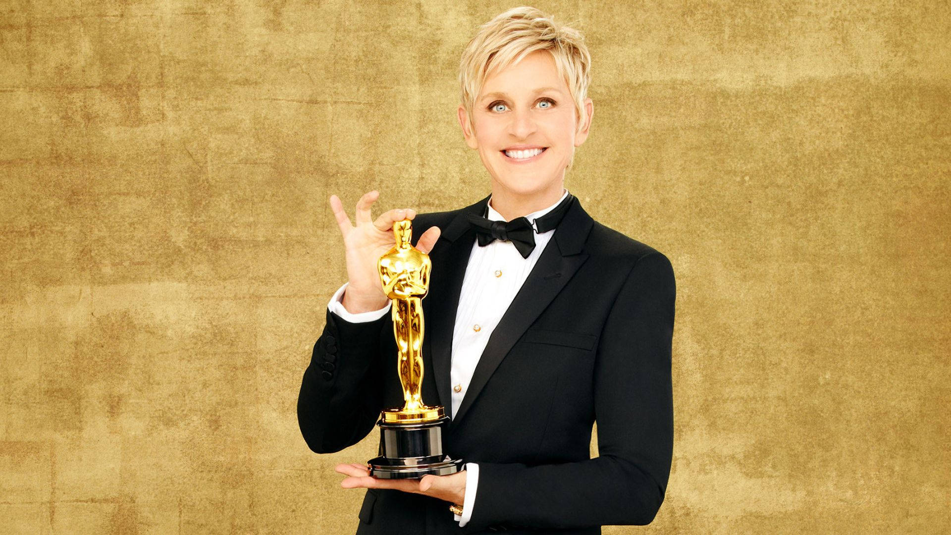Ellen Degeneres Golden Oscar Trophy Background