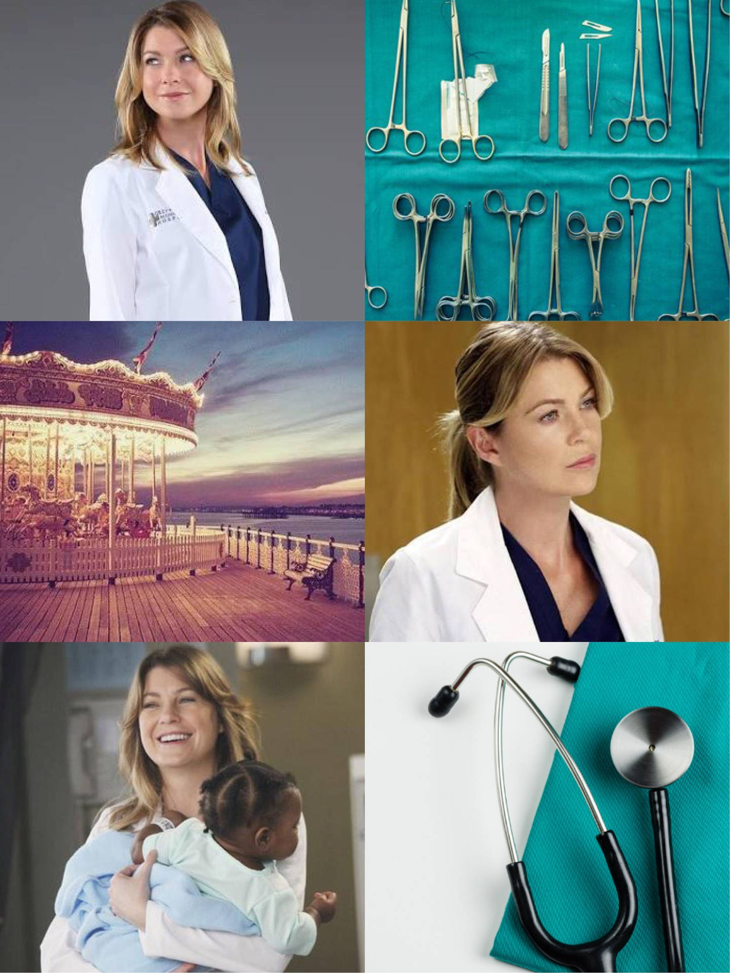 Ellen Pompeo Grey's Anatomy Collage Wallpaper