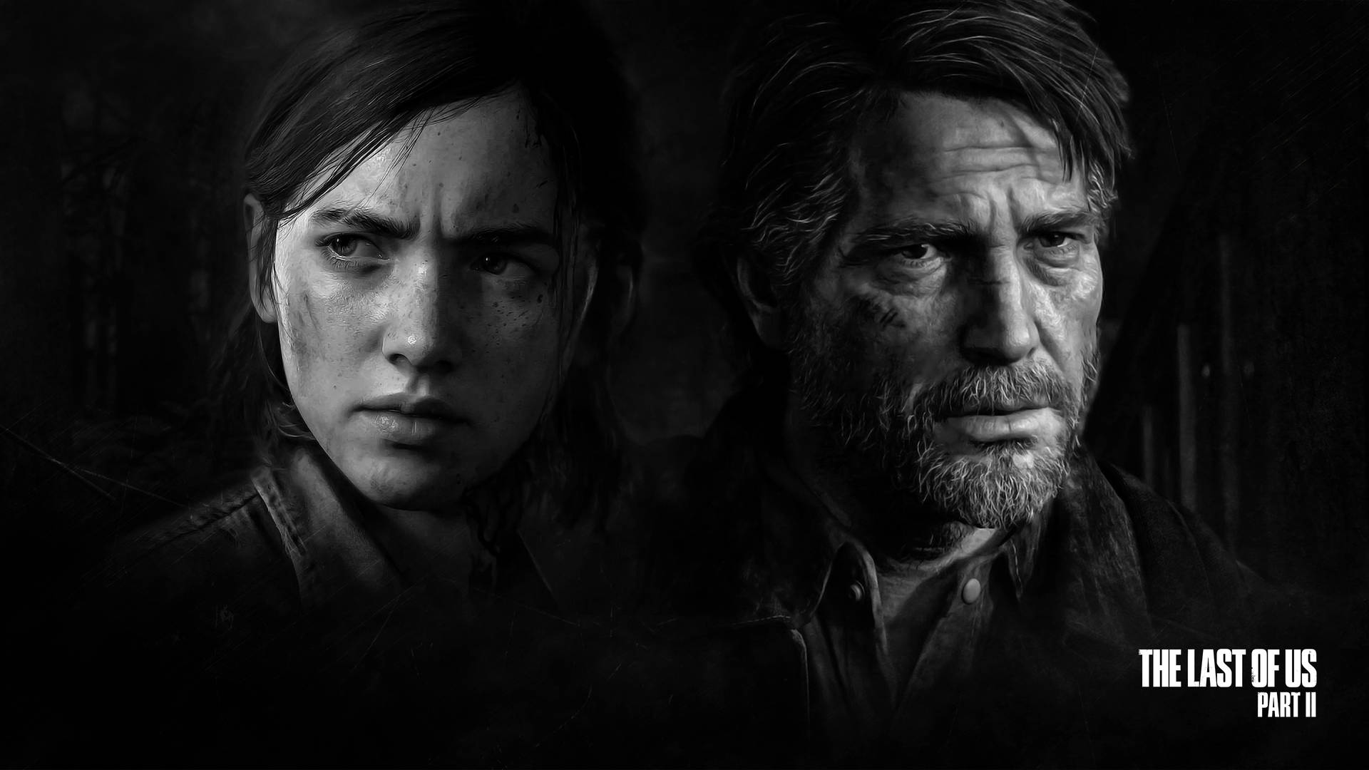 Ellie And Joel Grayscale The Last Of Us 4K Wallpaper