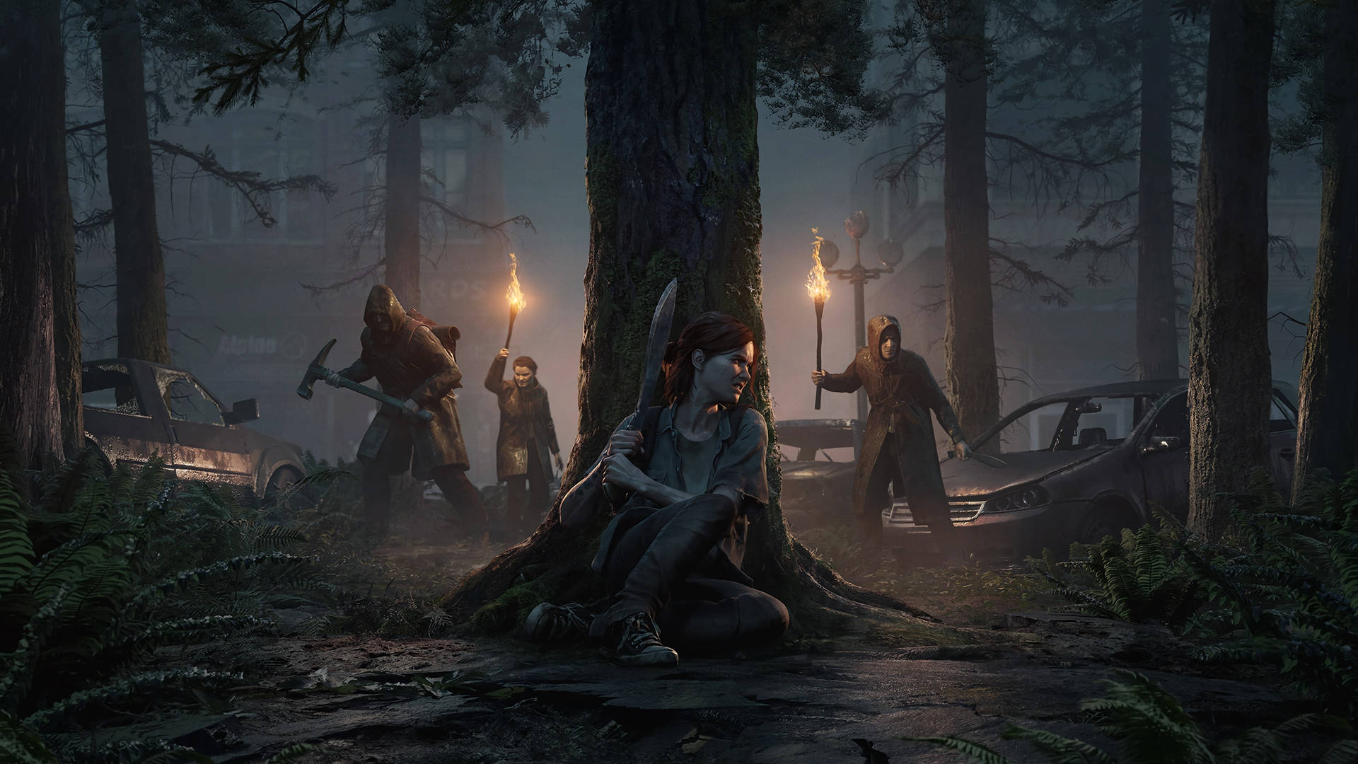Elliegömmer Sig Bakom Ett Träd I The Last Of Us 4k. Wallpaper