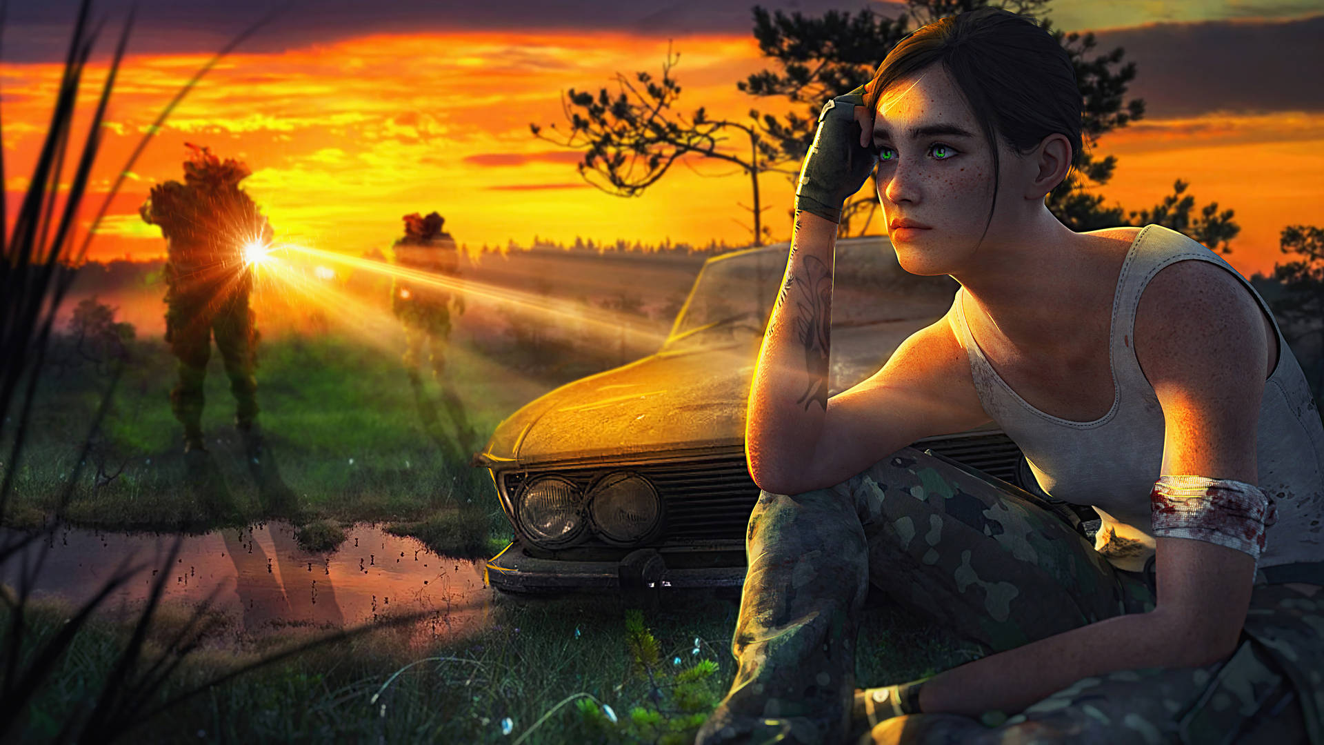 Ellie In Front Of Car In The Last Of Us 4K Wallpaper