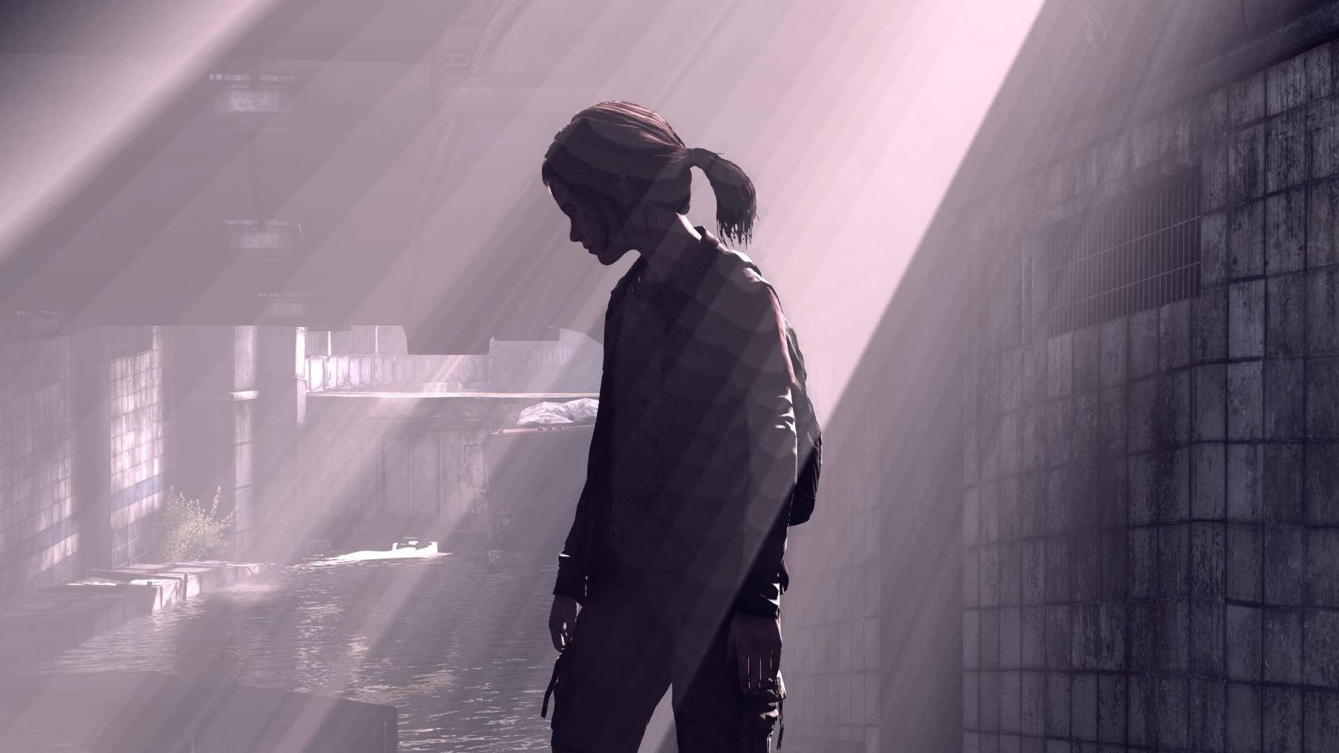 A silhouette of Ellie, from the video game The Last Of Us. Wallpaper