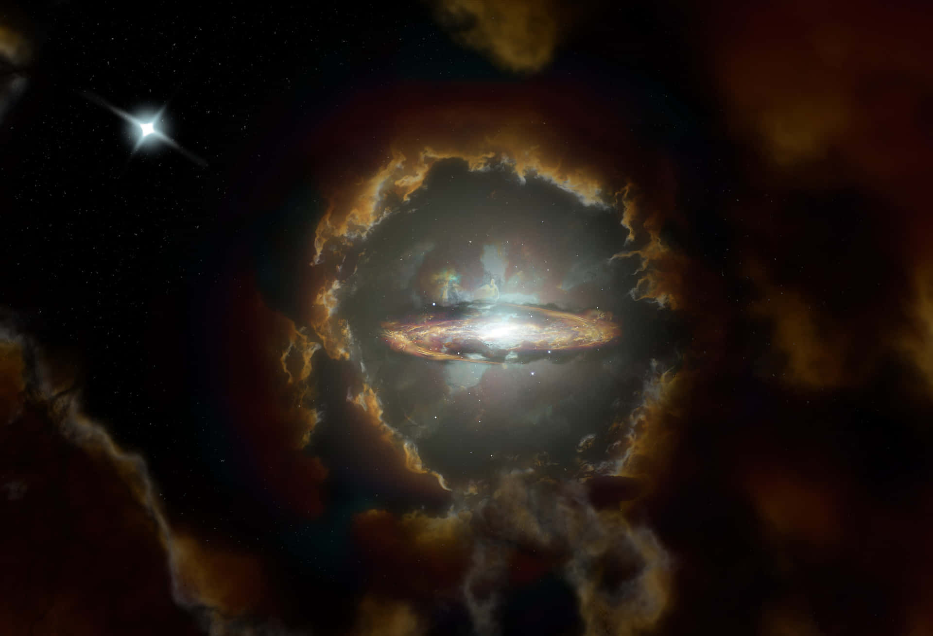 Majestic Elliptical Galaxy in the Cosmic Expanse Wallpaper