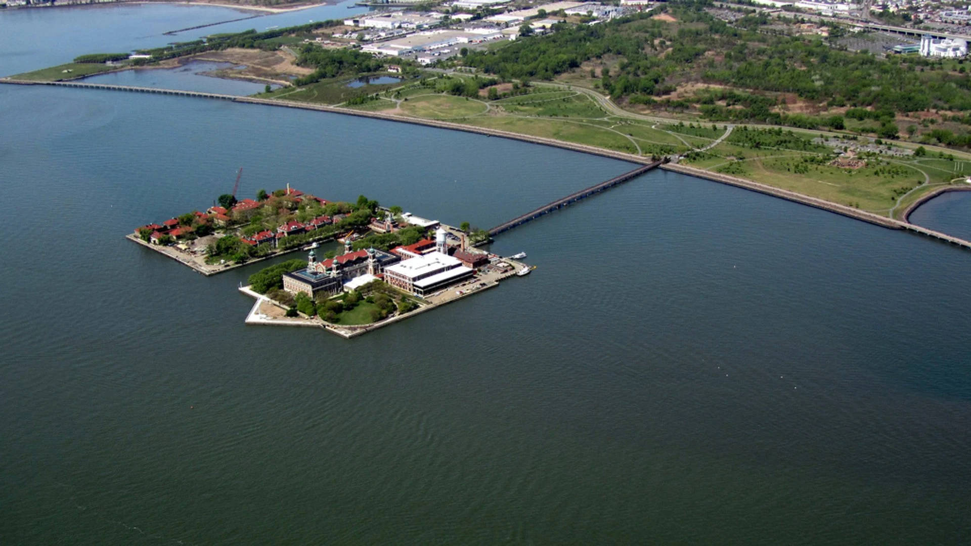 Ellis Island Aerial Shot Background