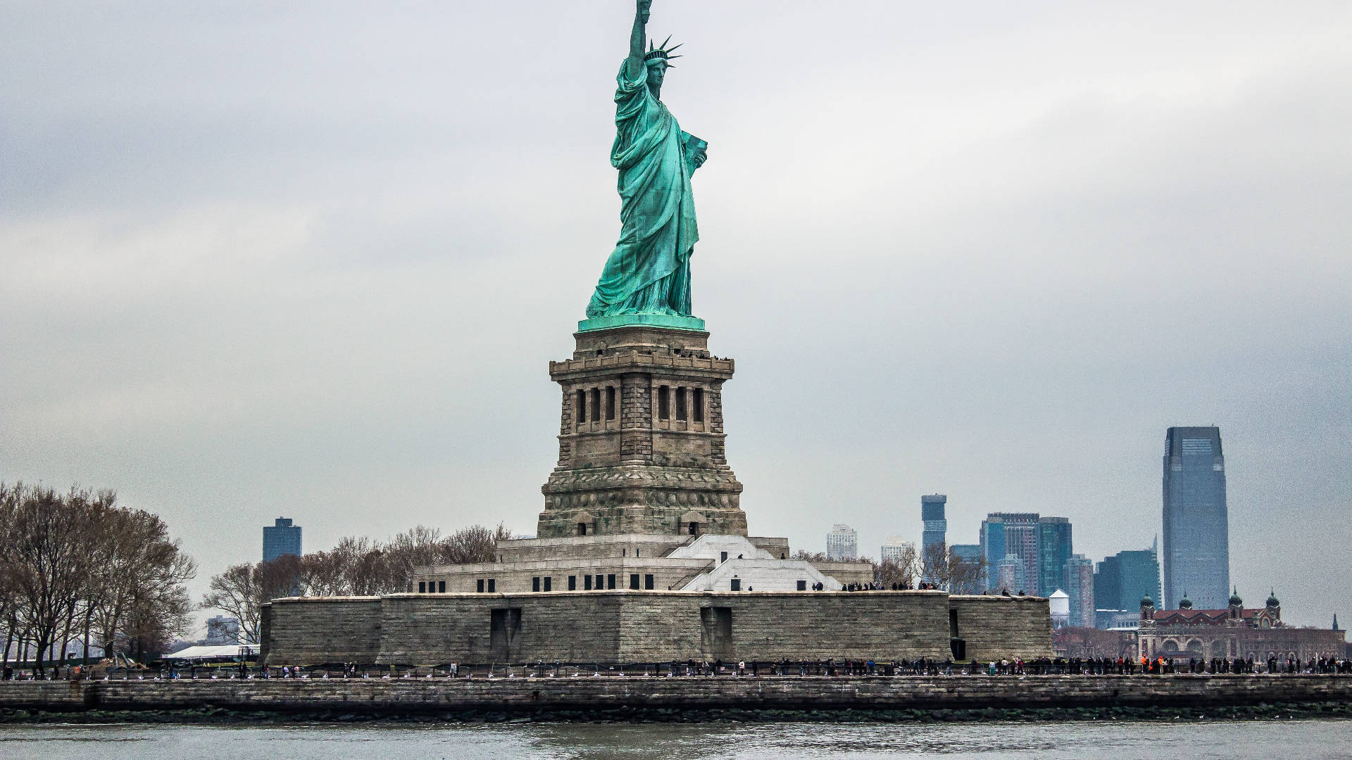 Ellis Island Lady Liberty Background