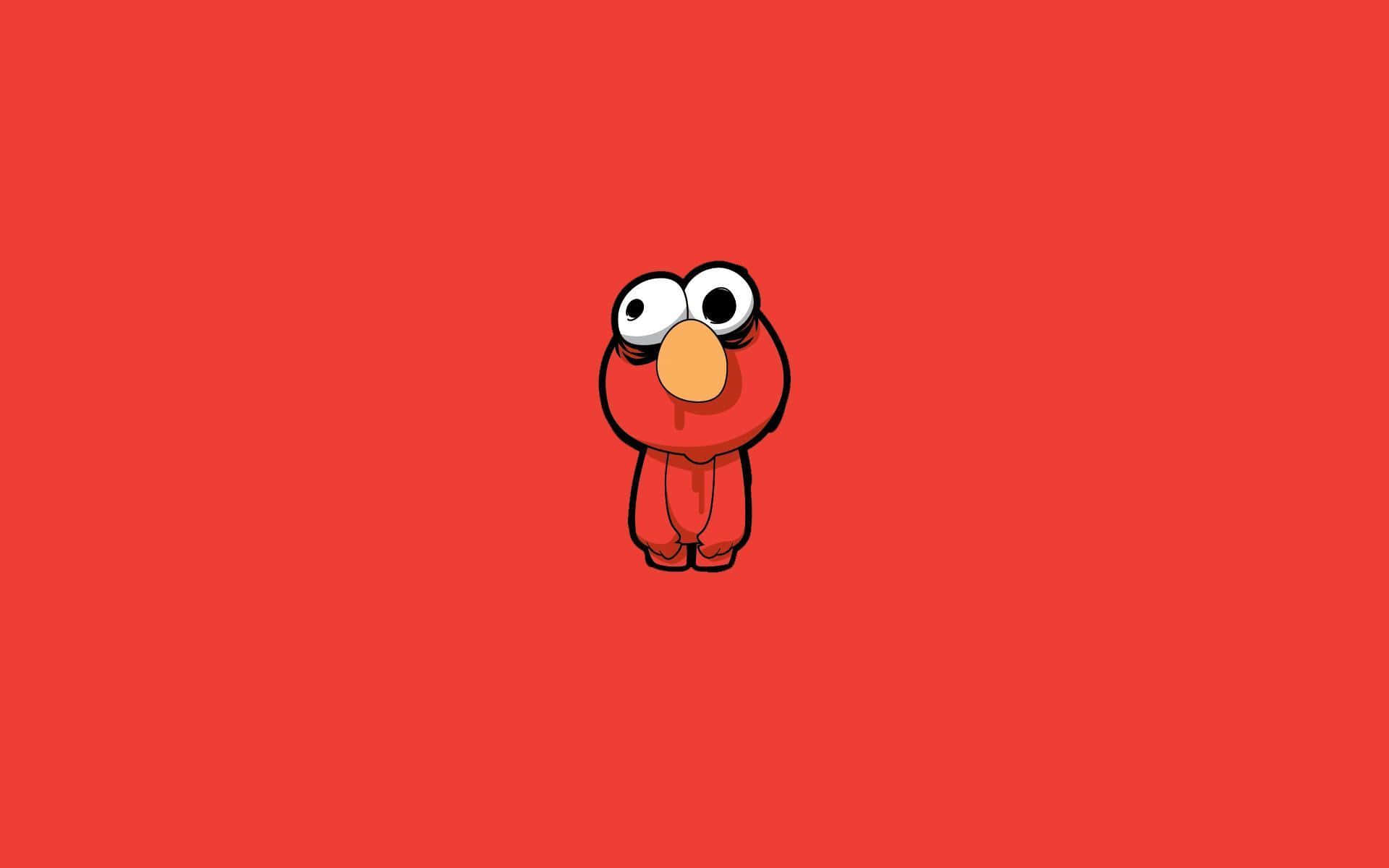 Elmo smiling against a colorful abstract background