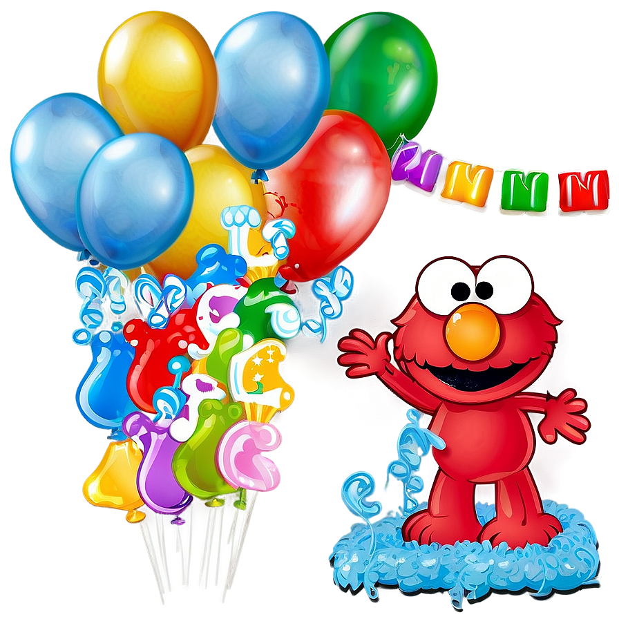 Elmo Birthday Balloon Decorations Png Juv79 PNG