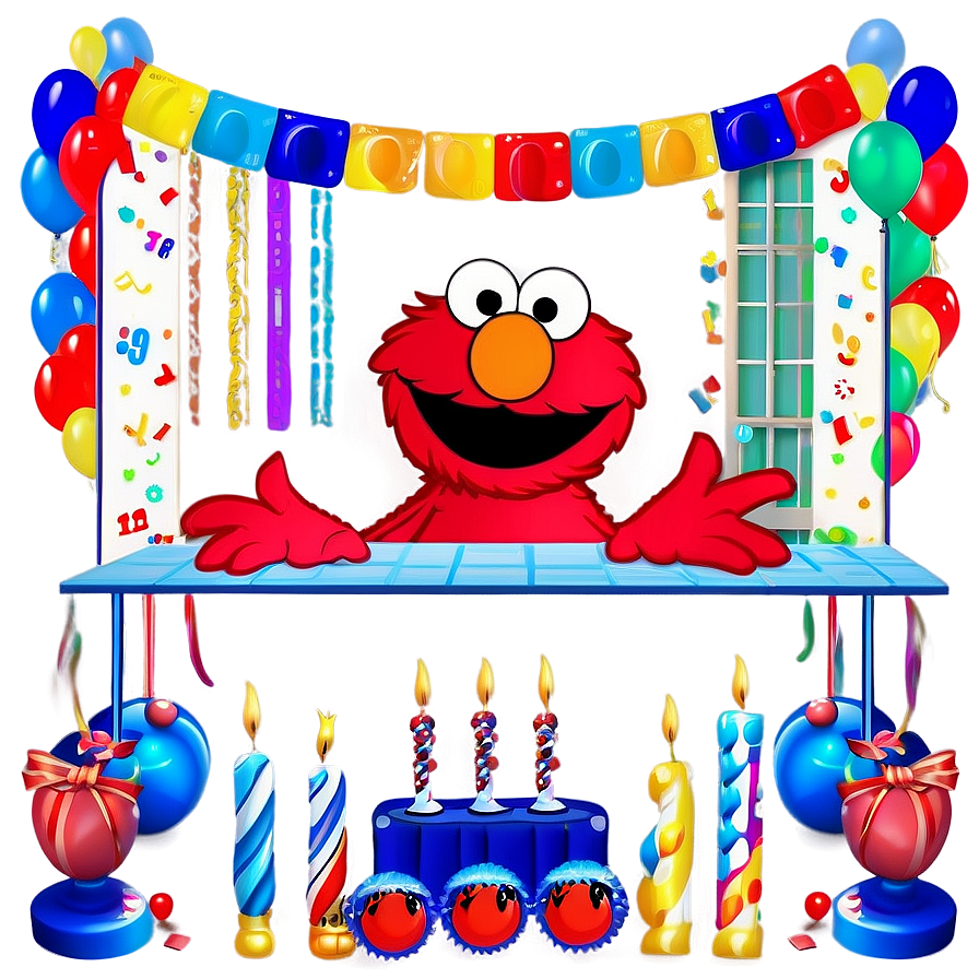 Elmo Birthday Party Backdrop Png 06132024 PNG