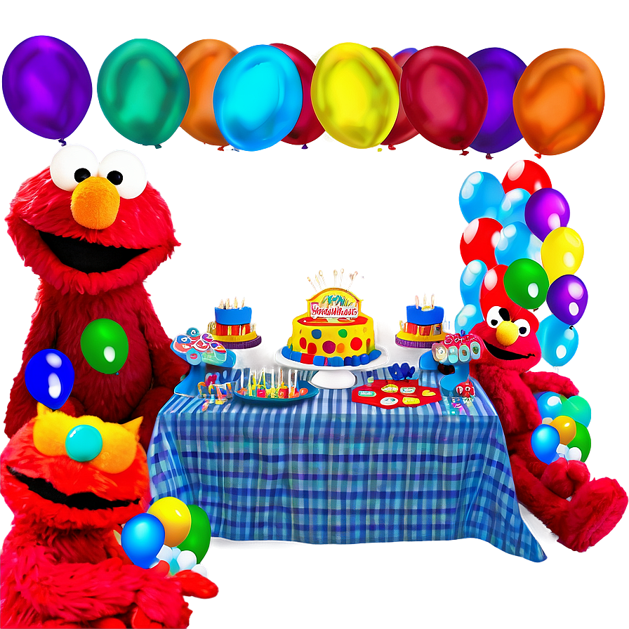 Elmo Birthday Party Setup Png 06132024 PNG