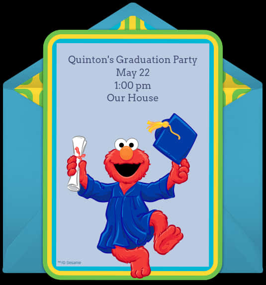 Elmo Graduation Party Invitation PNG