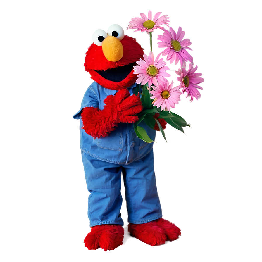 Elmo Holding Flower Png 05032024 PNG