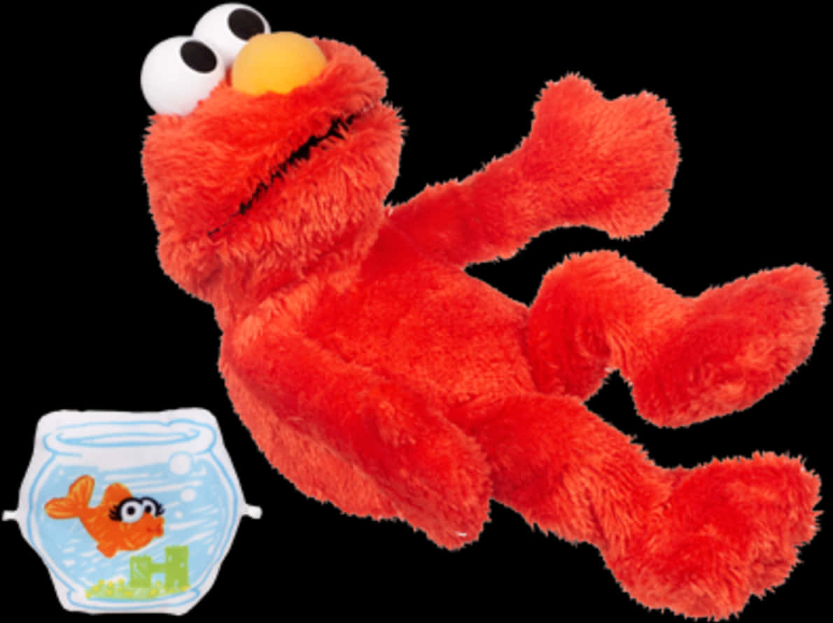 Elmo Plush Toy With Fish Bowl PNG