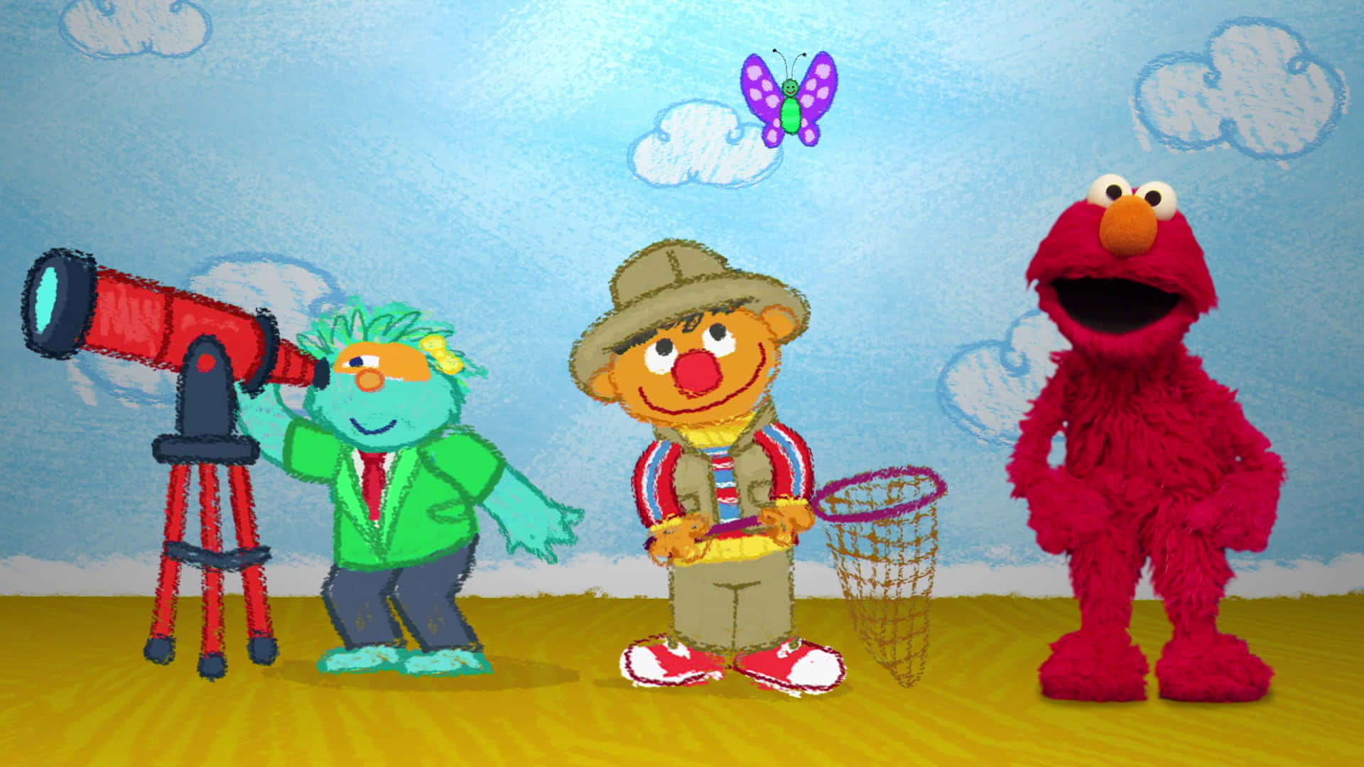 Elmo explores the colorful world of imagination.