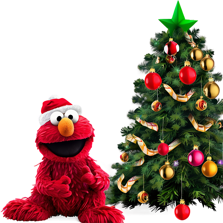 Elmo With Christmas Tree Png Sme48 PNG