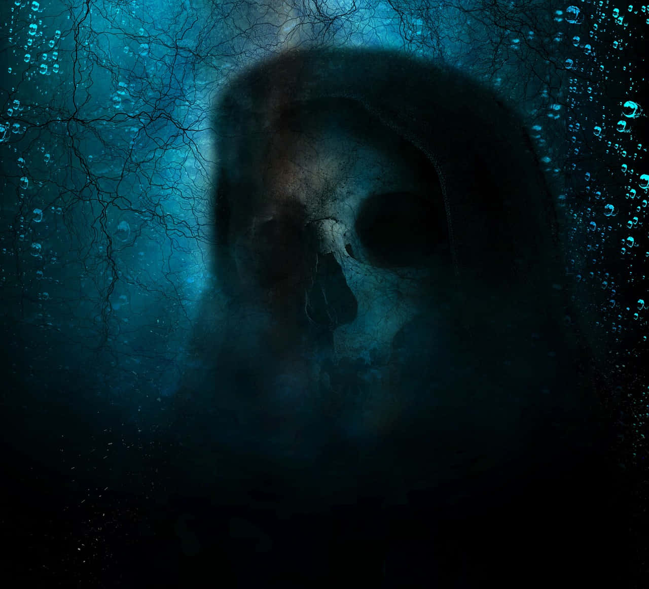 Elominoso Grim Reaper, Envuelto En Oscuridad Y Misterio.