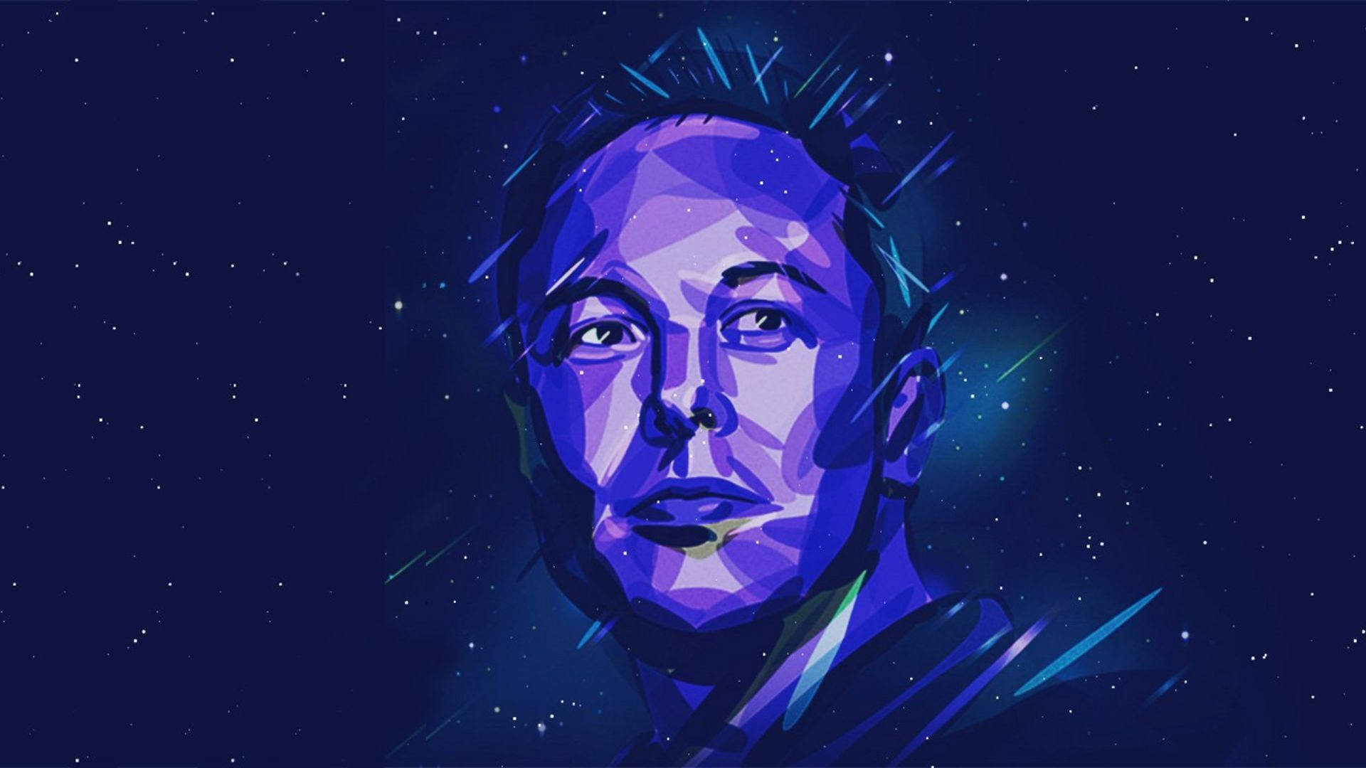 Elon Musk Blue Portrait Art Wallpaper