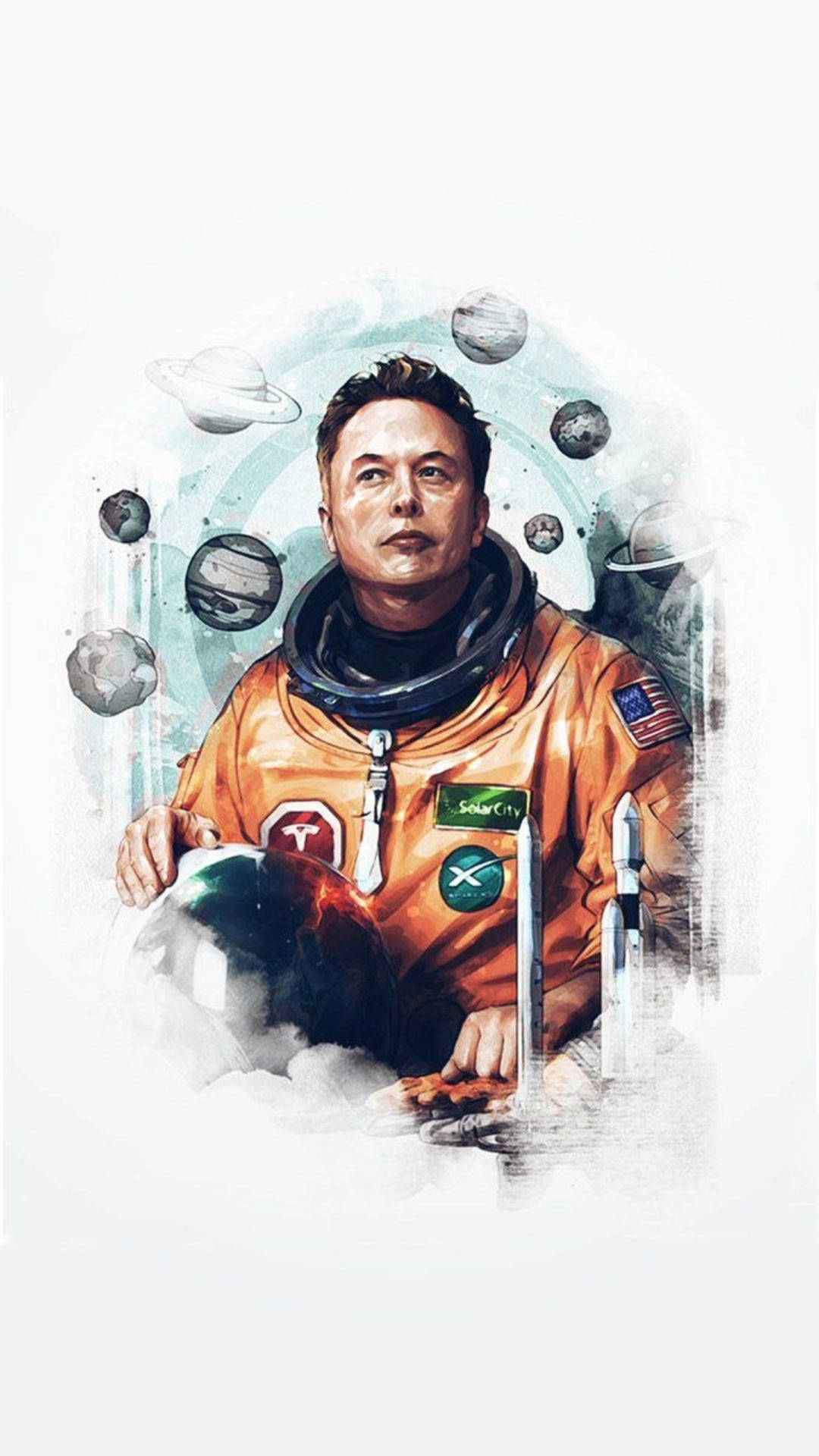 Elon Musk Space Fantasy Portrait Wallpaper
