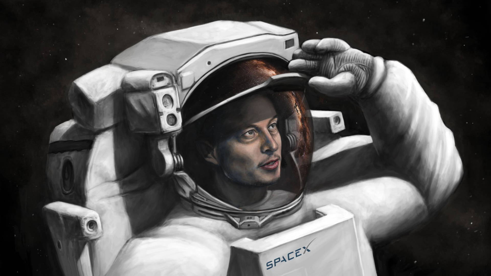 Elon Musk SpaceX Astronaut Art Wallpaper