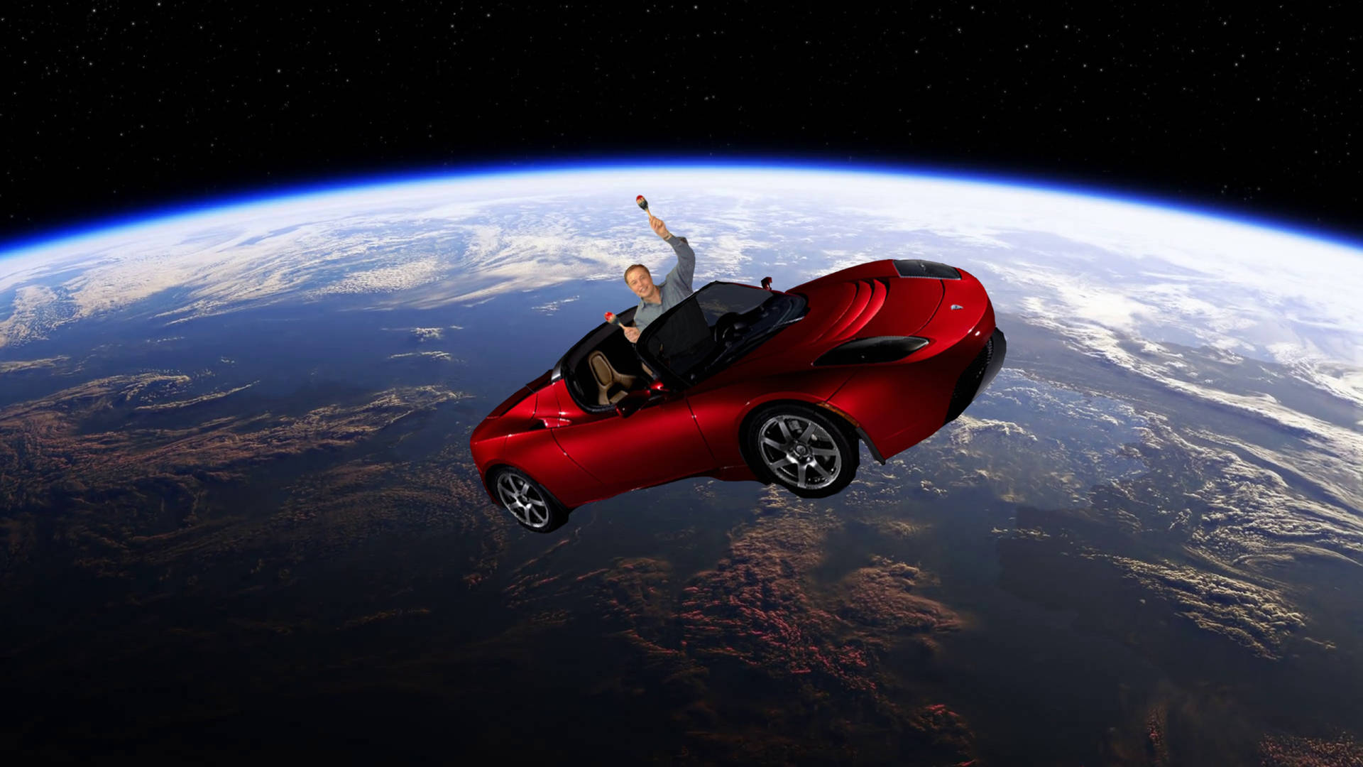 Elon Musk Tesla In Space Meme Wallpaper