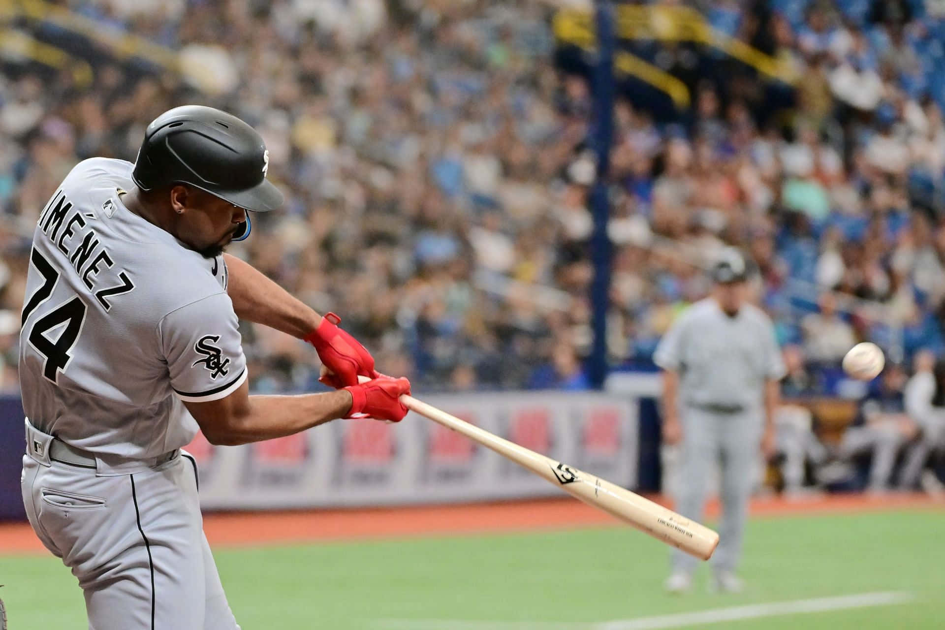 Eloy Jimenez Hitting Baseball Action Wallpaper