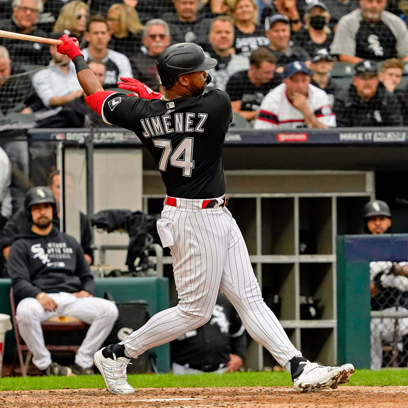 Eloy Jimenez Swinging Baseball Action Wallpaper