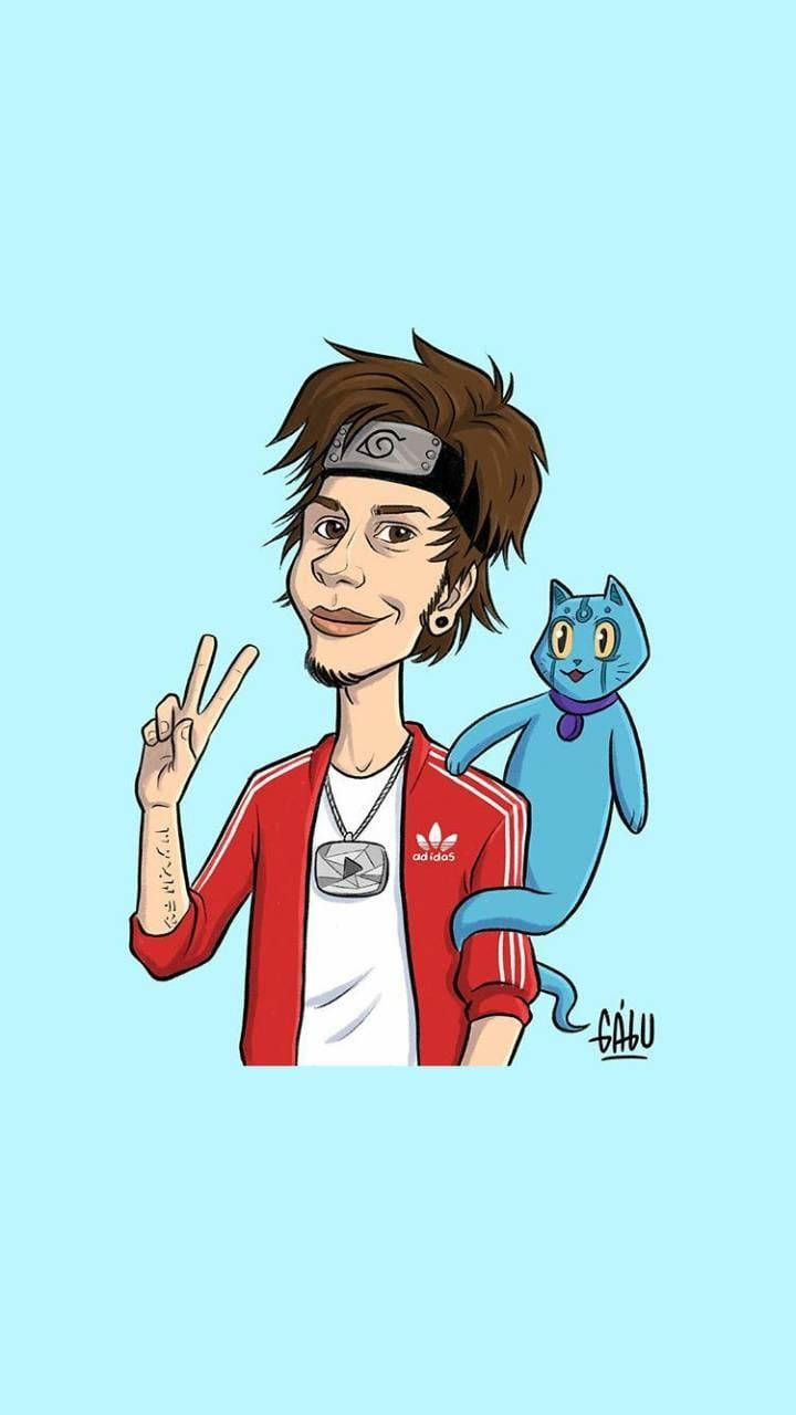 ElrubiusOMG hanging out with a blue cat Wallpaper