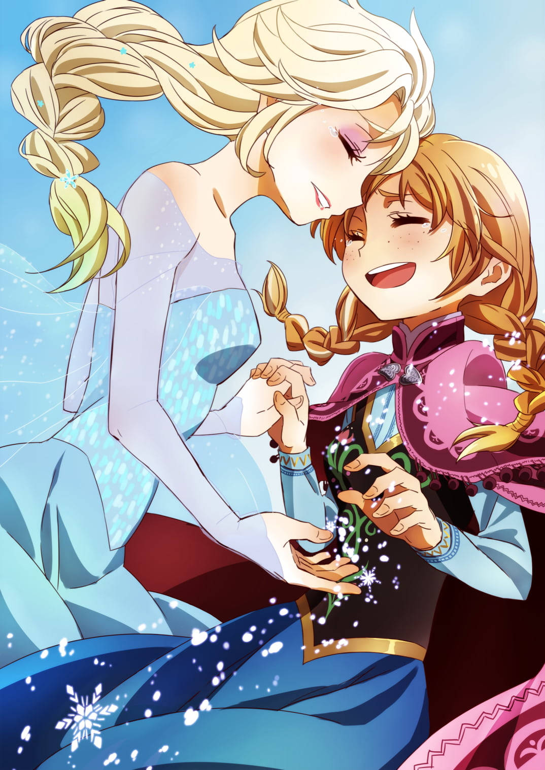 Elsa And Anna Anime Fanart Wallpaper