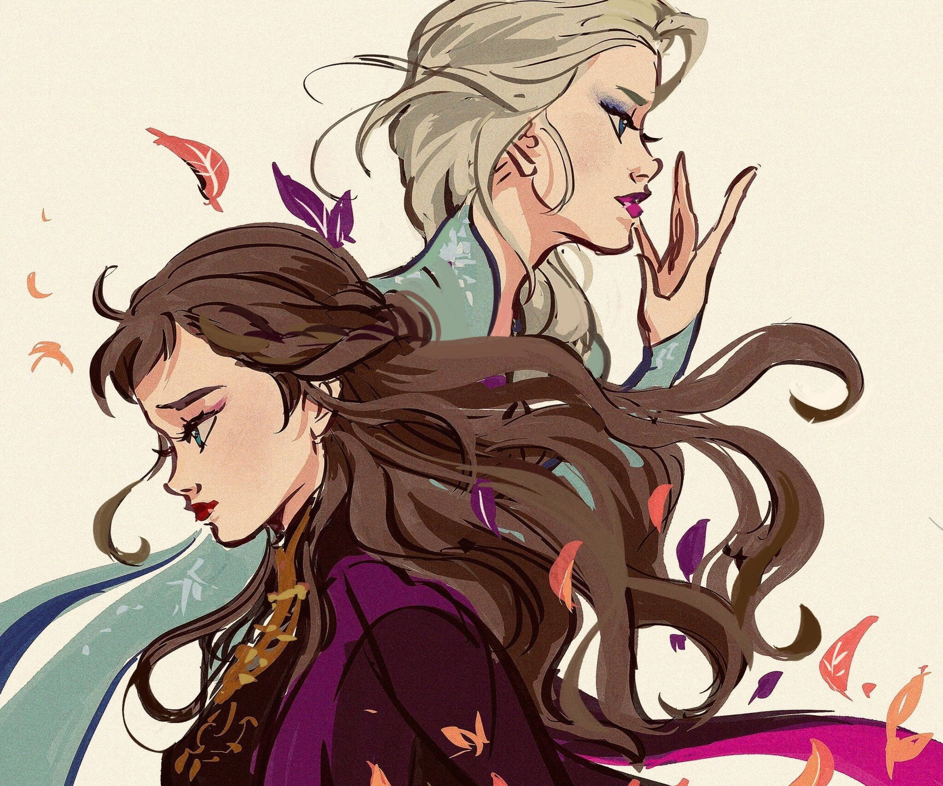 Elsa And Anna Dramatic Wallpaper