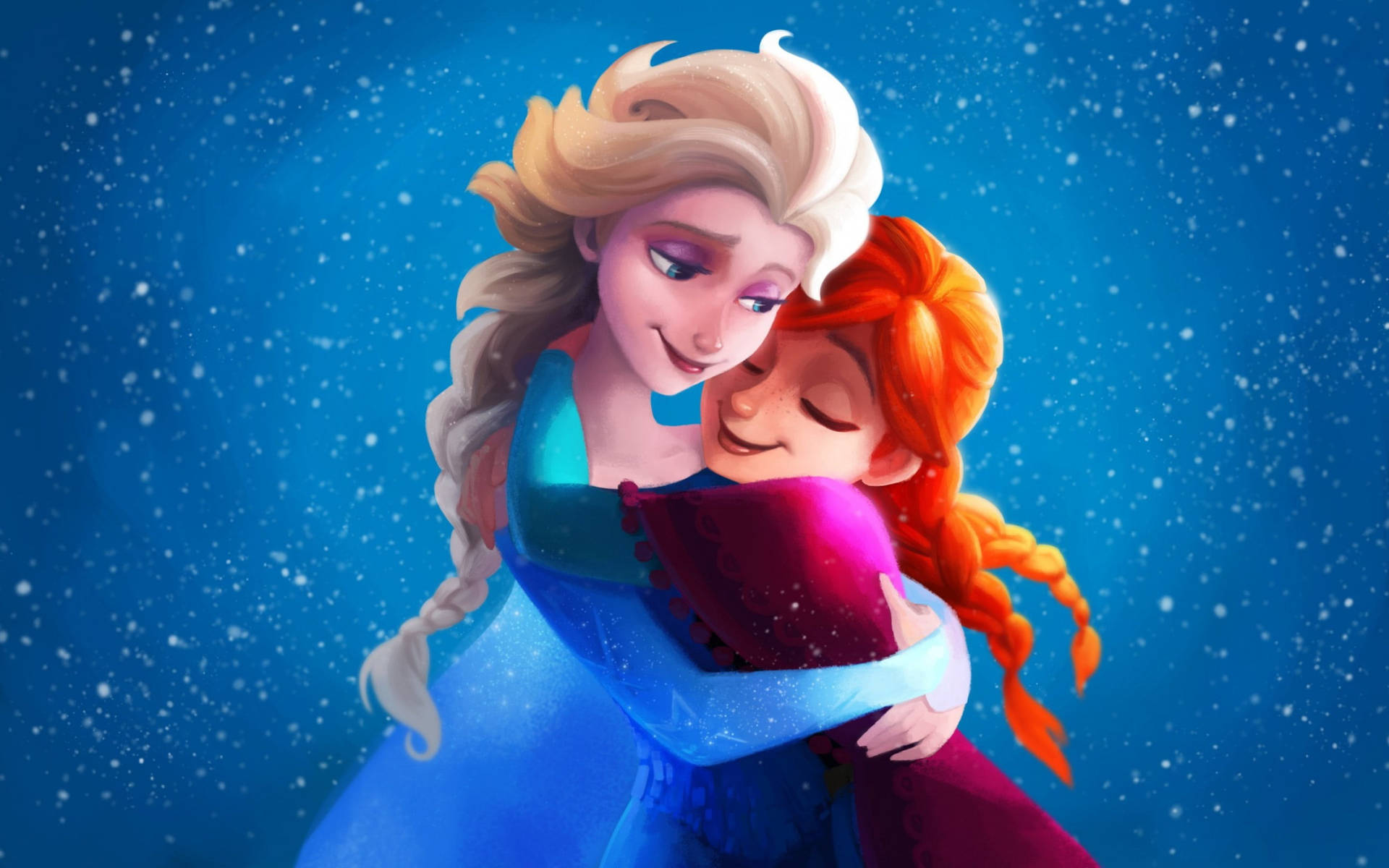 Elsa And Anna Embrace Wallpaper
