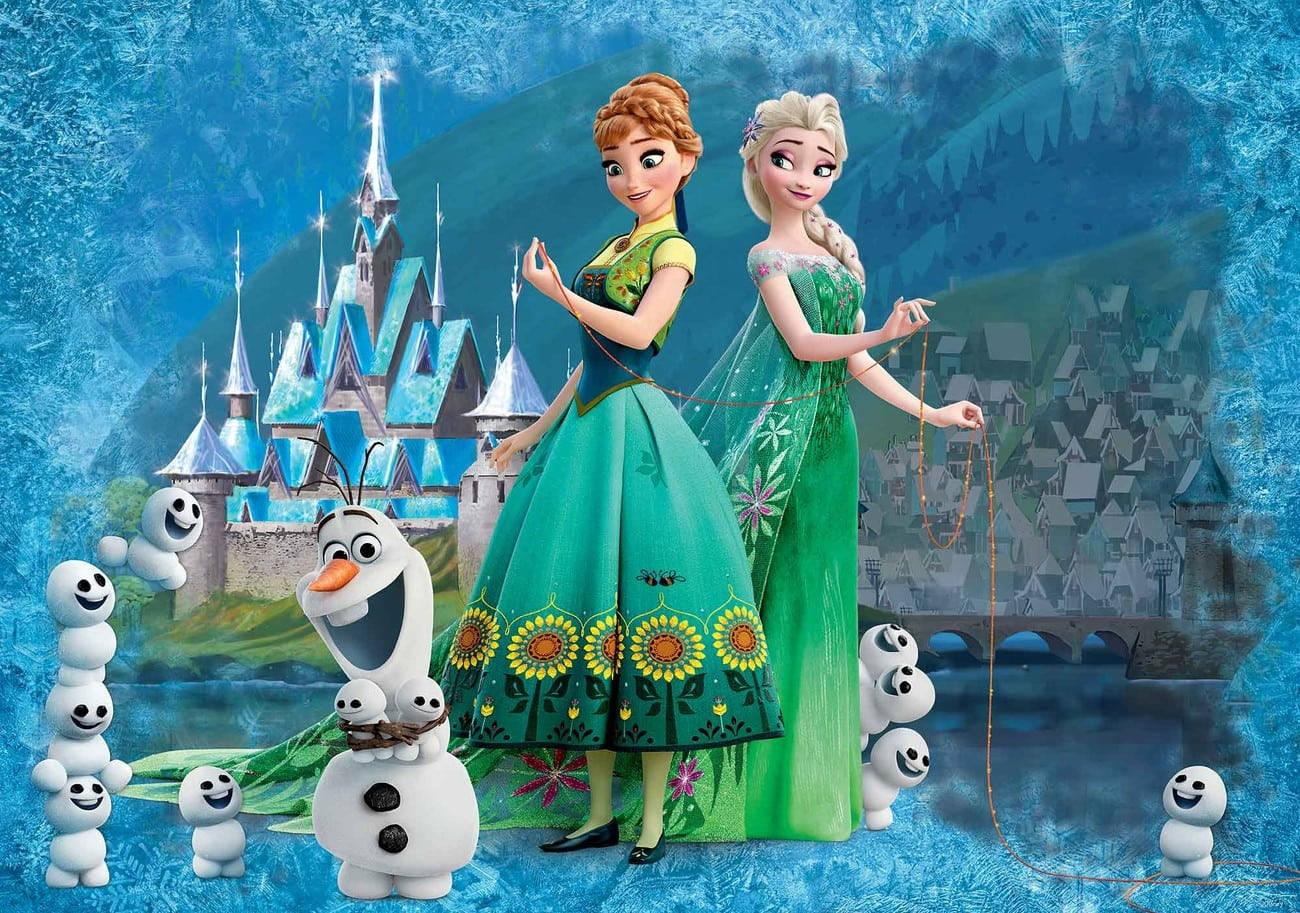 Elsa And Anna Green Poster Wallpaper