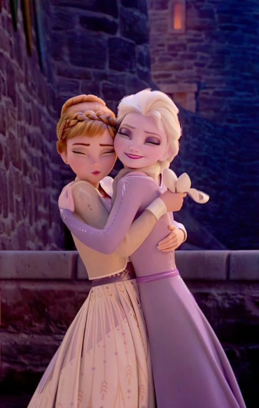 Sisters Elsa and Anna reuniting with love