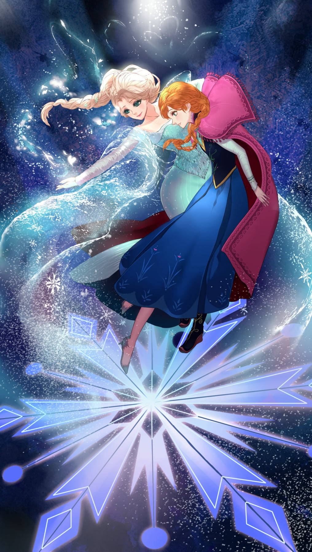 Elsa And Anna Snowflake Wallpaper