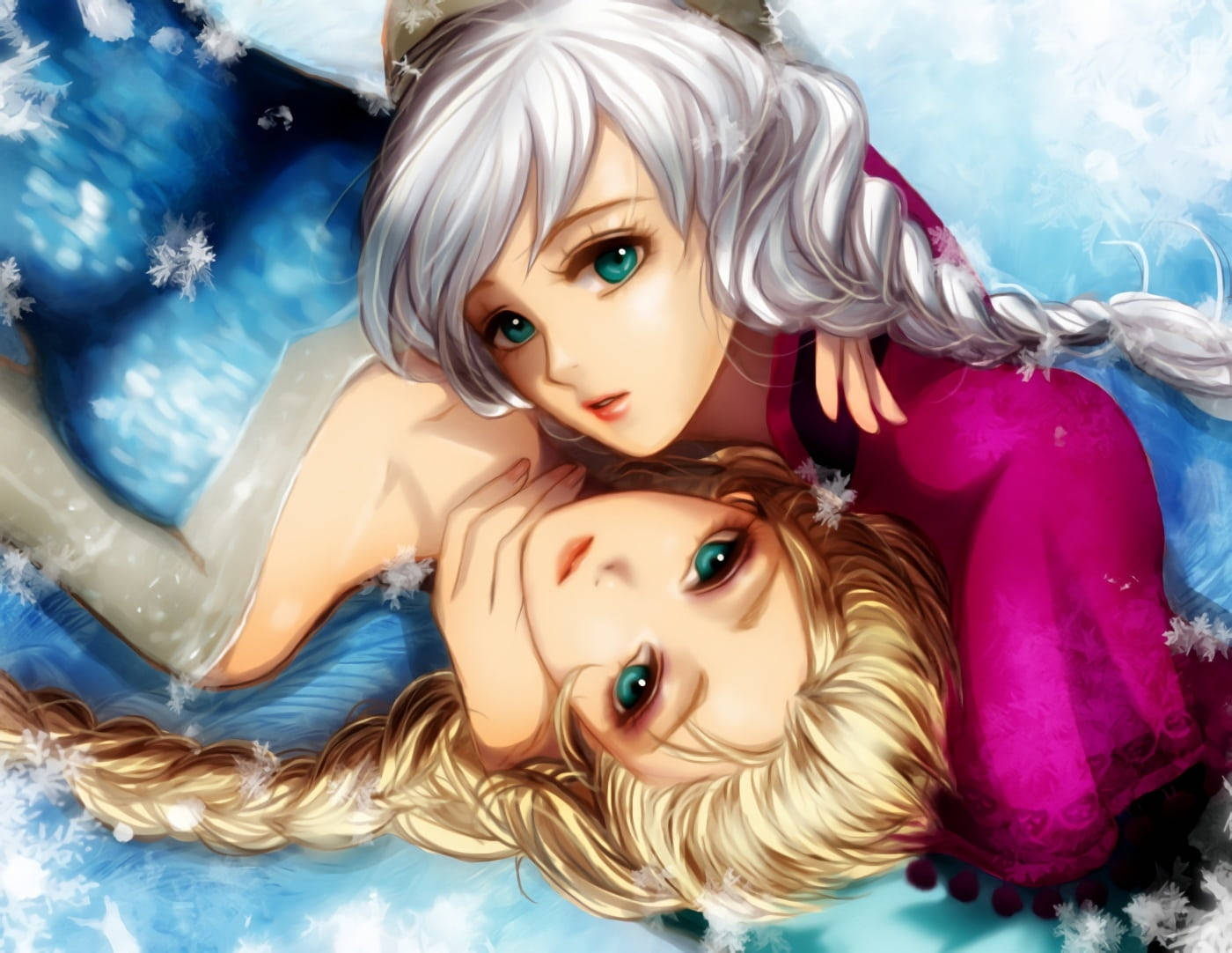 Elsa And Anna White Hair Wallpaper
