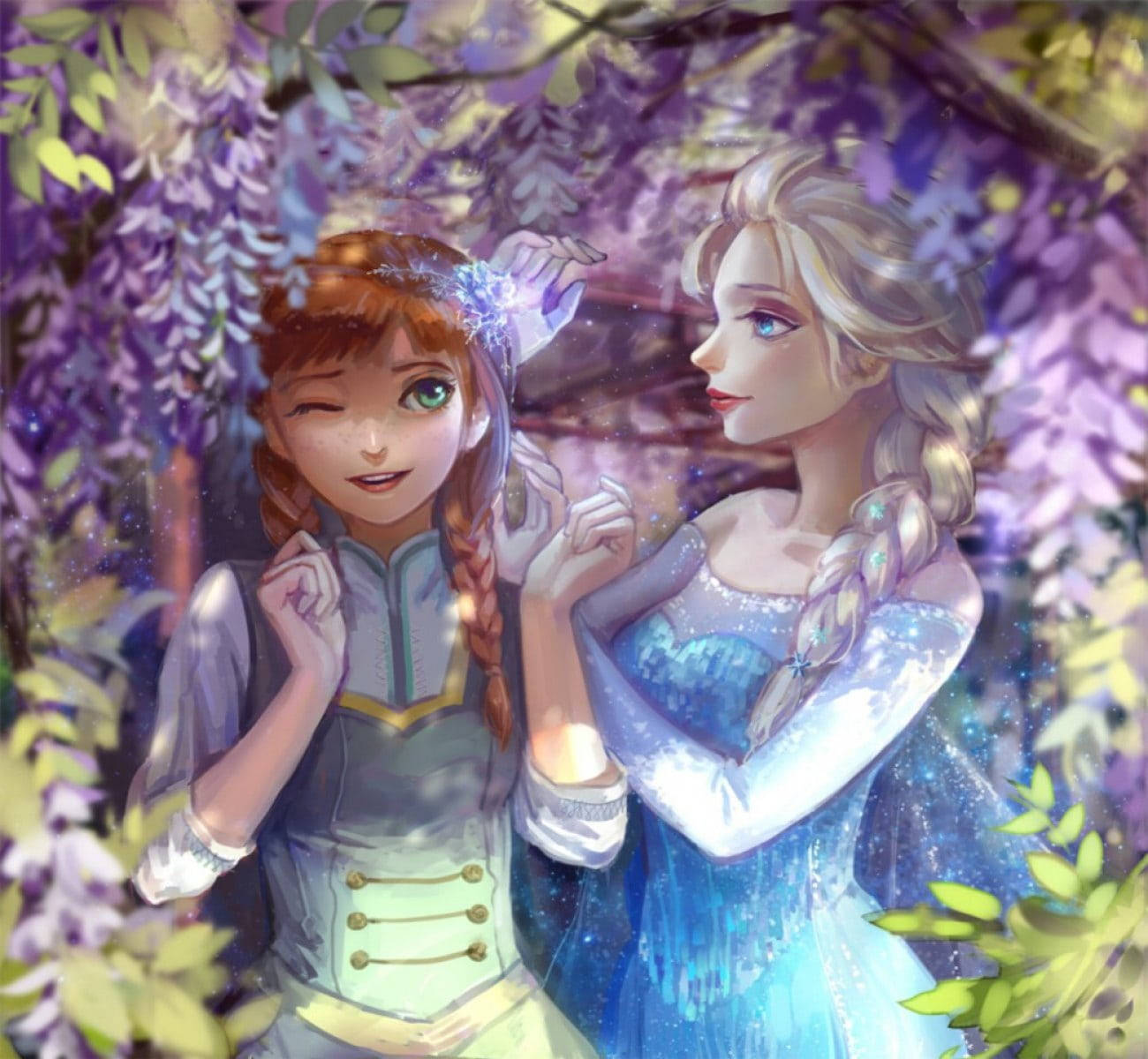 Elsa And Anna Wisteria Wallpaper