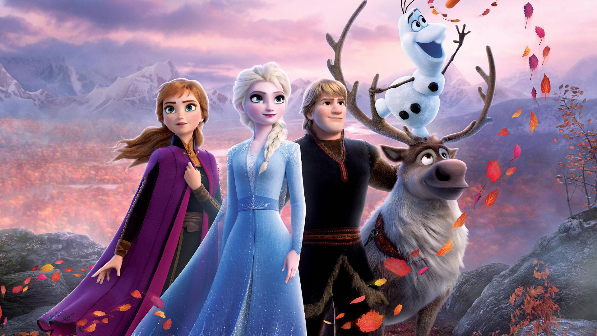 Elsa And Anna With Friends Wallpaper
