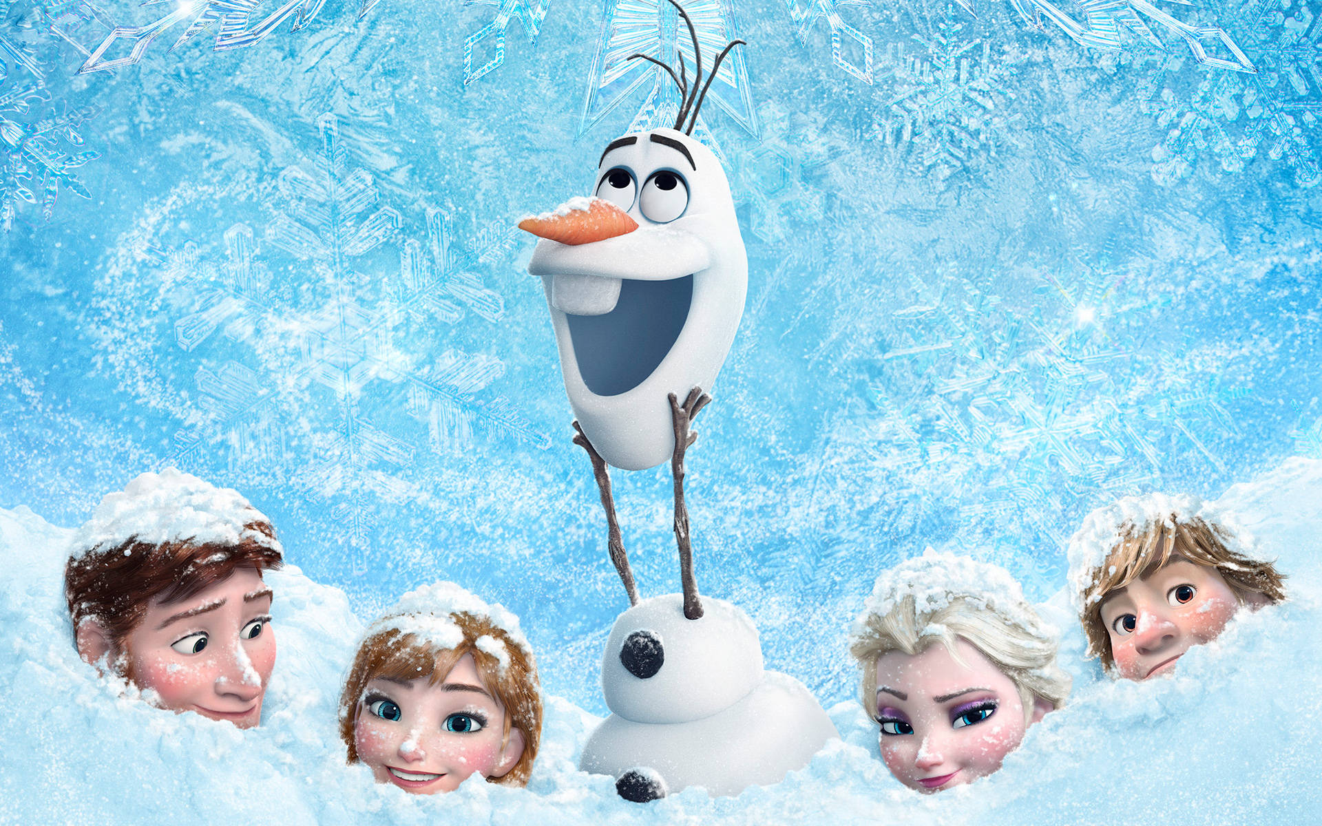 Elsa And Friends Submerged In Snow Wallpaper