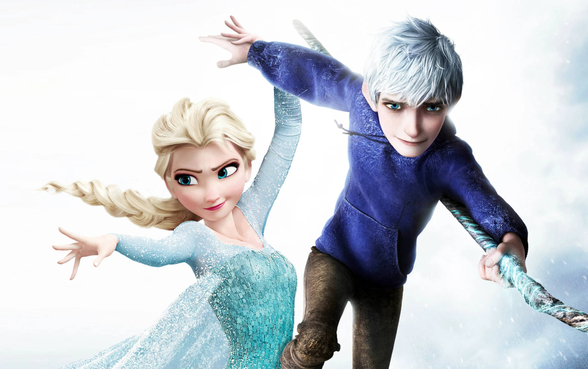 Elsa And Jack Frost Crossover Wallpaper