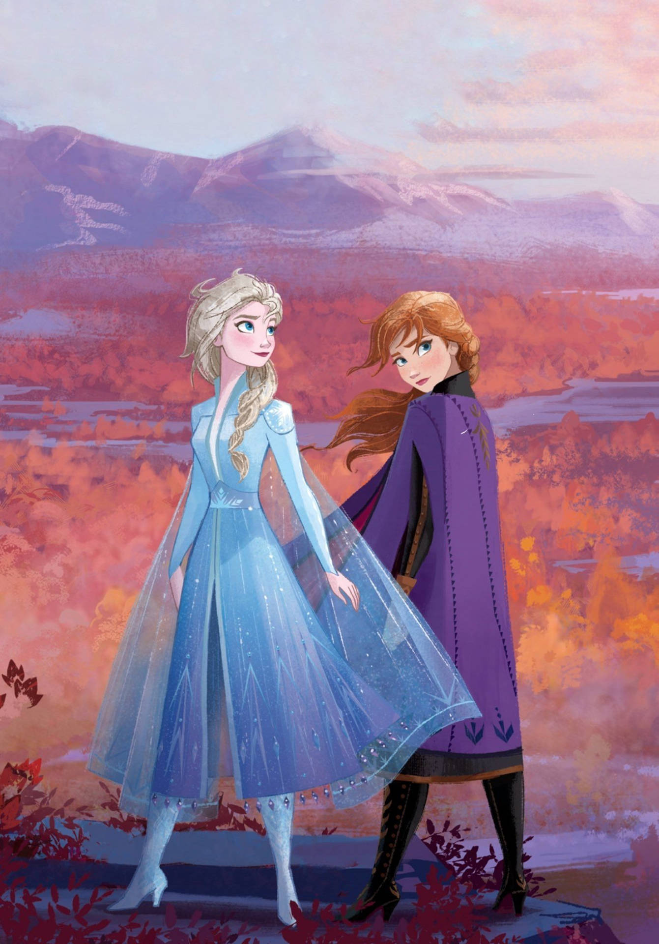 Elsa&Anna Digital Art Frozen 2 Wallpaper