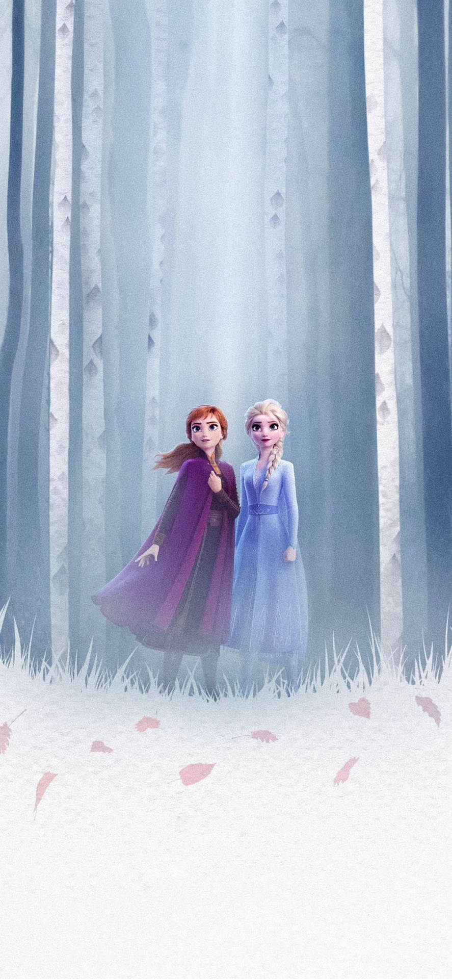 Elsa& Anna I Skogen Frost 2 Wallpaper