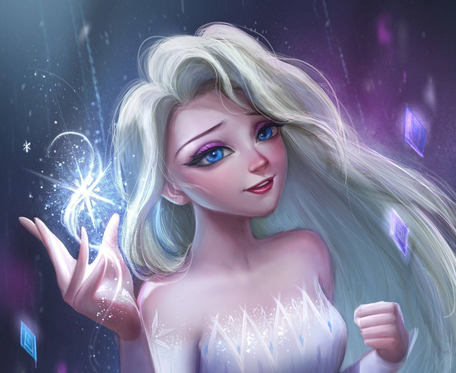 Elsa Art Frozen 2 Tapet: En animeret tapet af Elsa fra Disney-filmen Frozen 2. Wallpaper