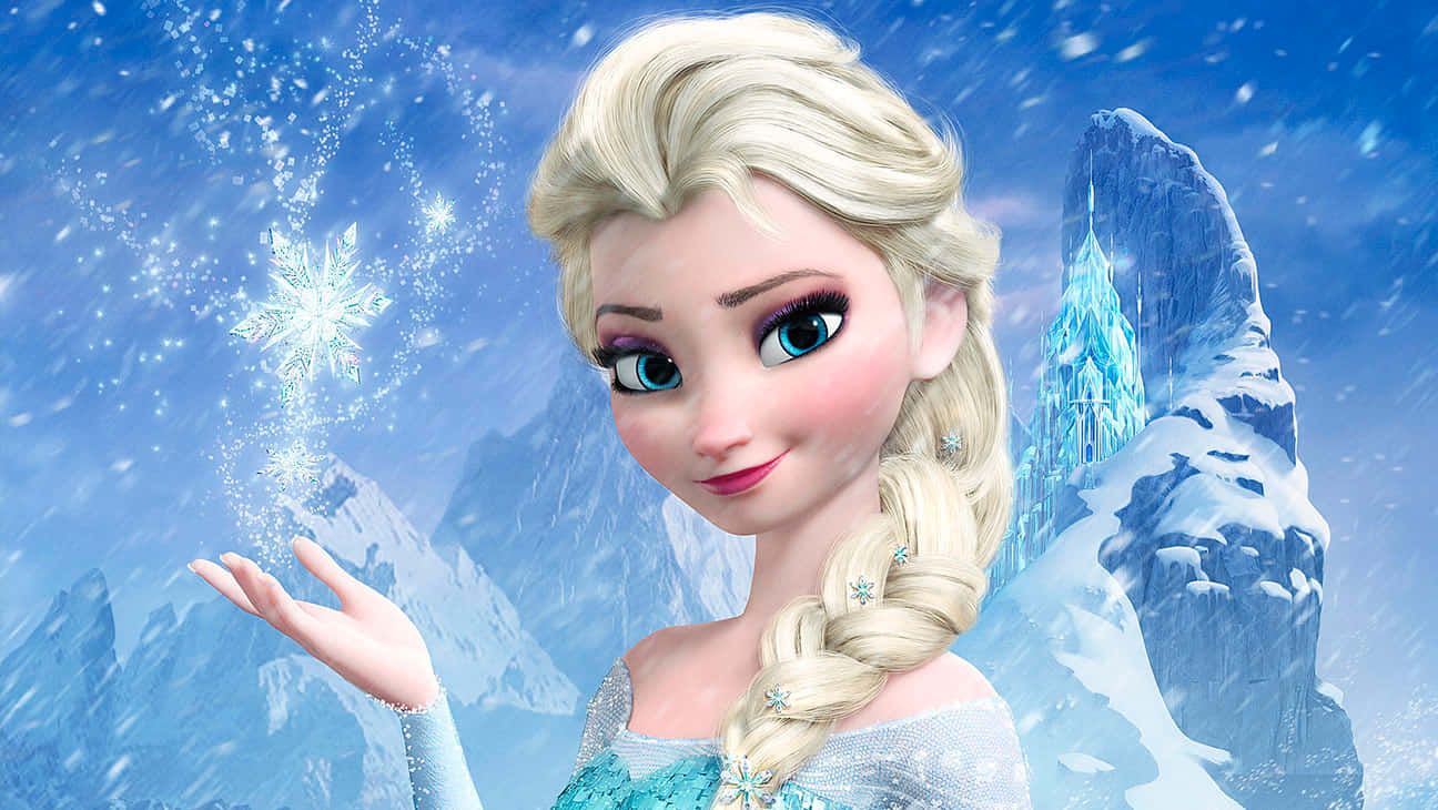 Imagende Elsa De Frozen Con Copos De Nieve.