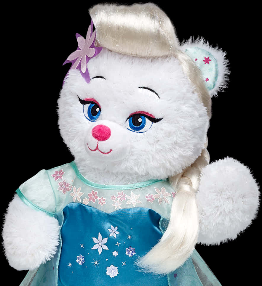 Elsa Inspired Teddy Bear Plush PNG